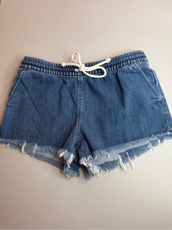aerie Pants - Aerie Chambray Jean Shorts Women’s Sz-XS Drawstring Pull-On Frayed Hem Mid Wash